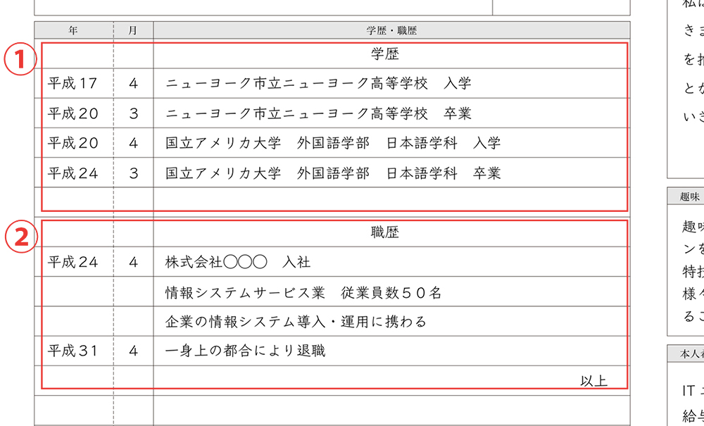 resume japanese format